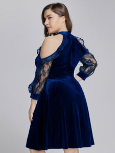 Cold Shoulder Velvet Party Dress