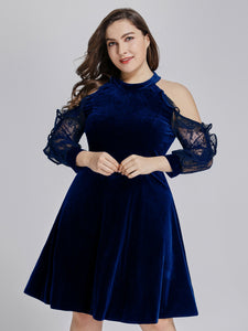 Cold Shoulder Velvet Party Dress