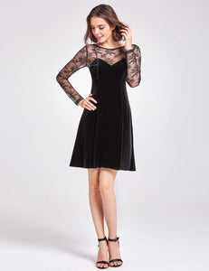 Long Sleeve Velvet Party Dress