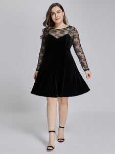 Long Sleeve Velvet Party Dress