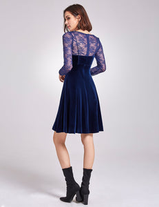 Long Sleeve Velvet Party Dress