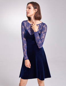 Long Sleeve Velvet Party Dress