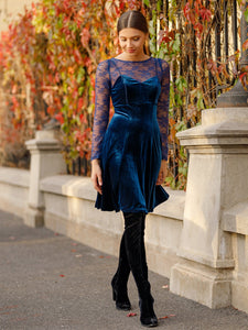 Long Sleeve Velvet Party Dress