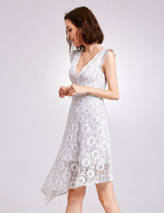 V Neck Lace Cual Party Dress