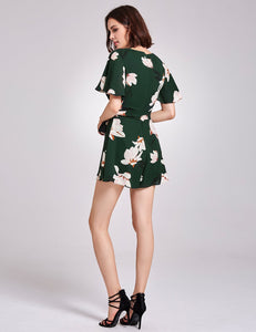 Short Sleeve Floral Print Romper