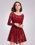 Long Sleeve Sheer Lace Layering Dress