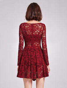 Long Sleeve Sheer Lace Layering Dress