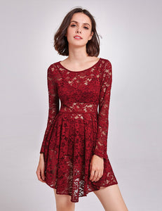 Long Sleeve Sheer Lace Layering Dress