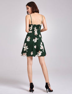 Spaghetti Str Floral Print Cual  Dress