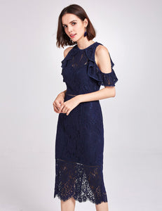 Off Shoulder Ruffles Lace Dress