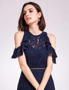 Off Shoulder Ruffles Lace Dress