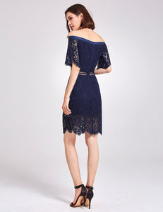 off Shoulder Lace Knee-length Party Dress