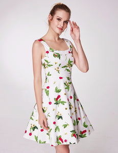 Floral Print Unadjtable Straps U Neck Short Prom Dress