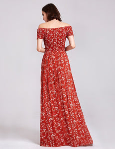 Graceful Off Shoulder Printed Cual Dress