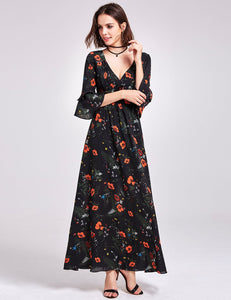 Long Sleeve Floral Print Maxi Dress