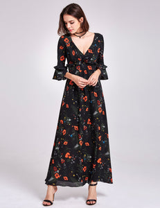 Long Sleeve Floral Print Maxi Dress