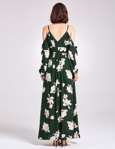 Cold Shoulder Floral Maxi Dress