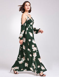 Cold Shoulder Floral Maxi Dress