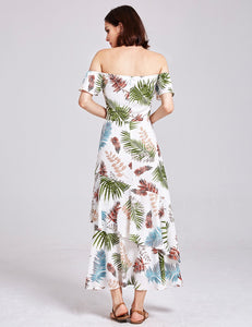 A Line Off Shoulder Layered Printed Cual Dresses