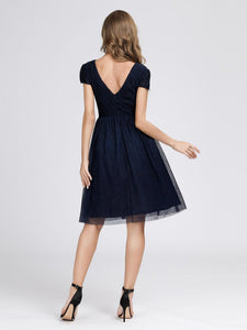 Short Lace Navy Blue Cocktail Dresses