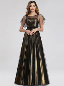 Gold Mesh Dresses with C Sleeve