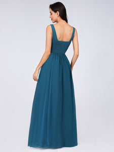 Long V-Neck Blue Wedding Bridesmaid Dresses