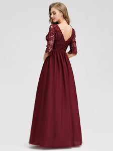 Long Lace  Sleeve  Formal Evening Party Dresses