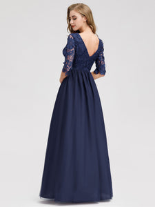 Long Lace  Sleeve  Formal Evening Party Dresses