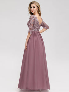 Long Lace  Sleeve  Formal Evening Party Dresses