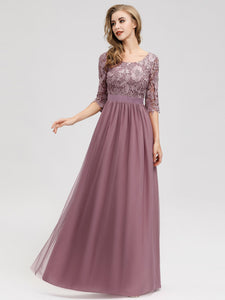 Long Lace  Sleeve  Formal Evening Party Dresses