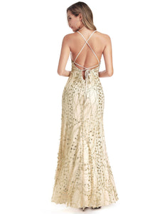 Young Fhion Backless Sequin Dress