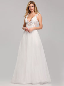 DeF V Neck Pretty Wedding Dresses