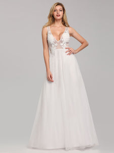 DeF V Neck Pretty Wedding Dresses