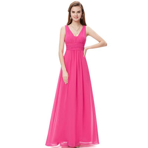 Deep V-neck Long Evening Dress