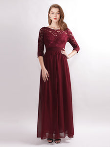 Sleeve Lace Long Evening Dress