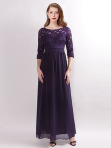 Sleeve Lace Long Evening Dress