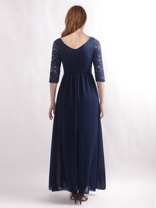 Sleeve Lace Long Evening Dress