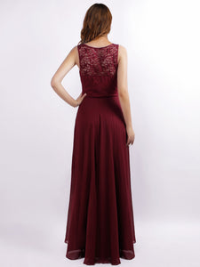 Round Neck Lace Long Bridesmaid Party Dresses