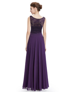 Round Neck Lace Long Bridesmaid Party Dresses