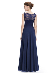 Round Neck Lace Long Bridesmaid Party Dresses