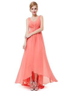 Double V-neck Long Bridesmaid Evening Dresses