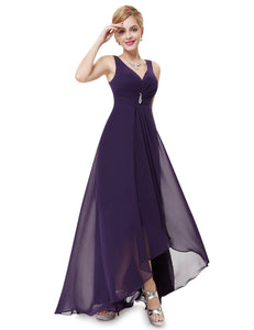 Double V-neck Long Bridesmaid Evening Dresses