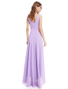 Double V-neck Long Bridesmaid Evening Dresses