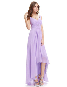 Double V-neck Long Bridesmaid Evening Dresses