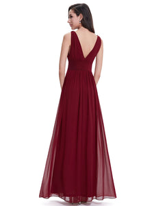 V neck Long Wedding Bridesmaid Dresses