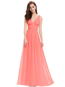 V neck Long Wedding Bridesmaid Dresses