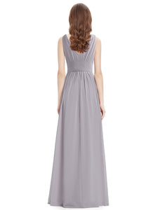 V neck Long Wedding Bridesmaid Dresses