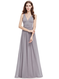 V neck Long Wedding Bridesmaid Dresses