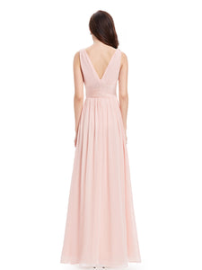 V neck Long Wedding Bridesmaid Dresses