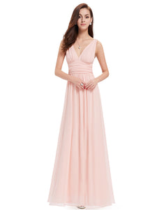 V neck Long Wedding Bridesmaid Dresses